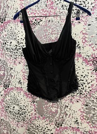 Корсет ann summers чорний з мереживом та ґудзиками
