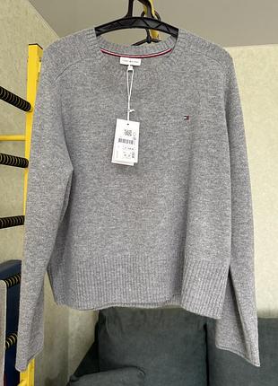 Светр tommy hilfiger сірий вовняний розмір xl