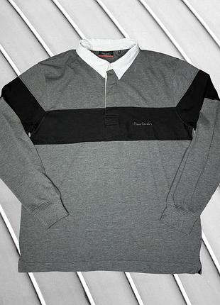 Мужская кофта pierre cardin xl eu52 ua52 рост 175-185 см серая хлопковая поло с воротничком классическая трикотажная джемпер пуловер реглан