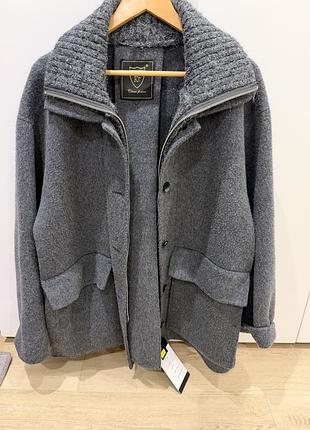 Жіноче пальто classic fashion вовняне з вшитим жилетом сіре
