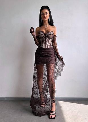 Жіноча сукня міні з мереживом корсетна s m l
