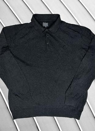 Мужская кофта peter werth xl eu522642 ua52 графитовая хлопковая поло с воротничком длинный рукав джемпер пуловер классическая базовая трикотажная