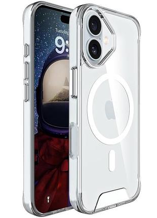 Чехол tpu space case with magnetic fit для apple iphone 16 plus (6.7") прозрачный