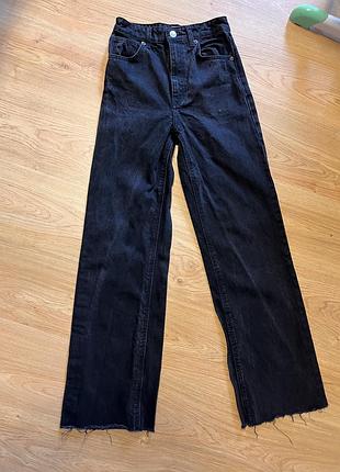 Джинси zara 24, 26 р. жіночі чорні широкі з високою посадкою