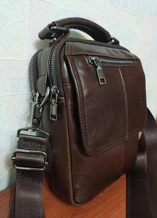 Кожаная барсетка. сумка мужская. кожа. black и dark brown.