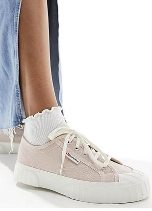Жіночі кеди superga рожеві на платформі