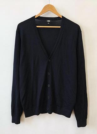 Мужской кардиган uniqlo extra fine merino wool (100% шерсть, размер l)