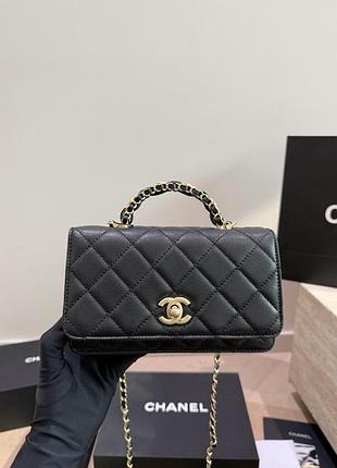 Chanel classic flap top handle caviar black with gold