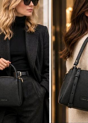Жіноча сумка cerruti чорна шкіряна
