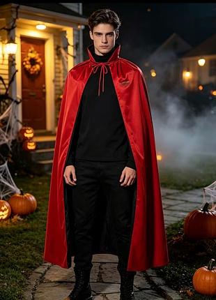 Костюм маскарадний  на геловін  halloween  хэллоуин мантія накидка балахон плащ з капюшоном чорний мага маг чарівника чарівник привид демон