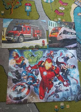 Пазли дитячі marvel з героями та транспортом