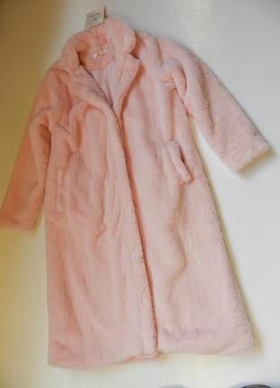 ⛔ ✅нежно розовая шубка халат из эко меха демисезон8 фото