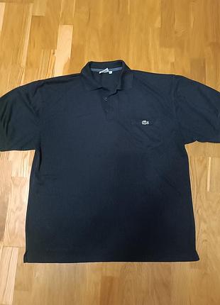 Чоловіча футболка поло lacoste чорна з кишенею