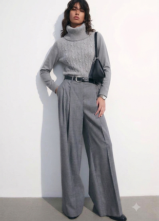 Светр водолазка жіночий zara кашеміровий сірий з візерунком