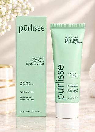 Відлущувальна маска для обличчя purlisse beauty aha + pha flash facial exfoliating mask 50 мл