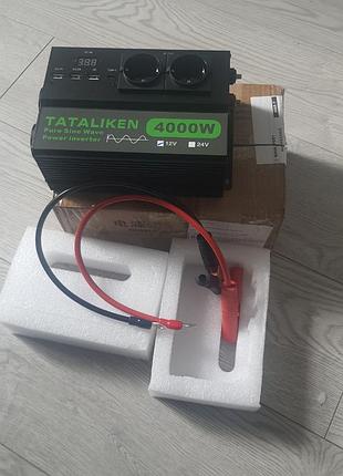 Інвертор tataliken 4000w  12в--220в чистий синус (4 розетки,  2 вентилятори)