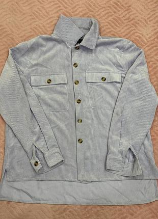Сорочка pieces pceffi corduroy shirt блакитна вельветова