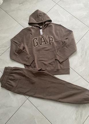 Спортивний костюм gap коричневий на флісі з худі