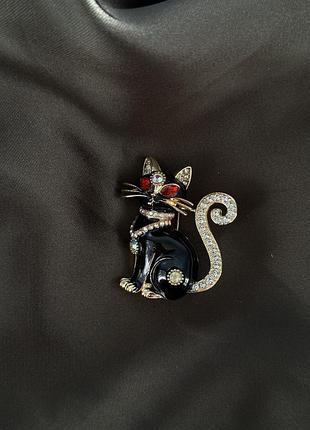 Брошка котик чорний