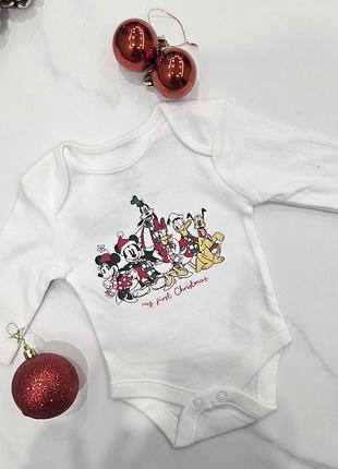 Боді унісекс primark disney новорічне біле 0-3 місяці