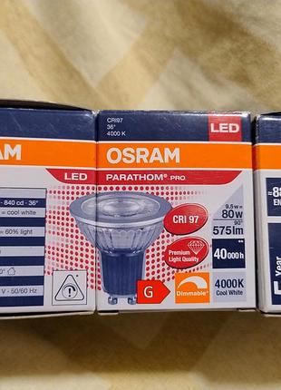Лампочки світлодіодні osram parathom pro par16 gu10 9.5w 4000k ціна за 3 шт