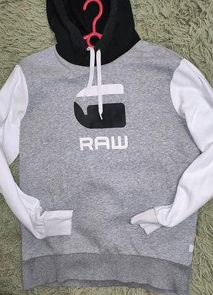 Стильна фірмова чоловіча худі (толстовка) батнік  бренду g-star raw із колекції graphic block hoodie / graphic 19 core.м
