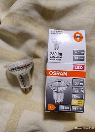 Лампочка світлодіодна osram led star par16 2.6w gu10 230lm warm white