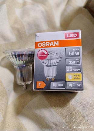 Лампочка світлодіодна osram led star par16 gu10 4.5w 350lm dimmable