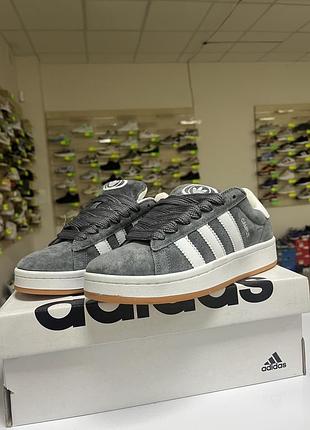 Кросівки жіночі adidas campus сірі замшеві
