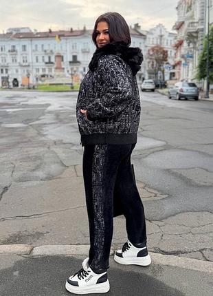 Жіночий стильний костюм двійка в кольорах кофта на змійці+штани розмір універсальний батал тканина альпака