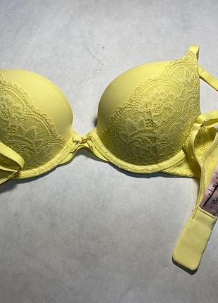 Лимонно-жовтий мереживний бюстгальтер-планж boux avenue з push-up (розмір 60dd / 28dd)
