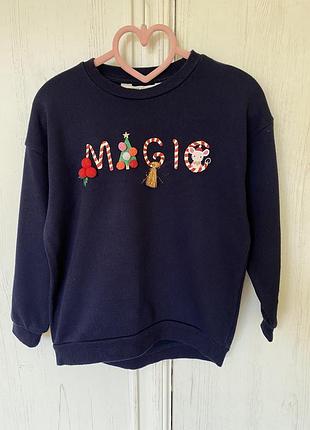 Новорічний святковий  світшот светр кофта для дівчинки 4 6 h&m 110-116