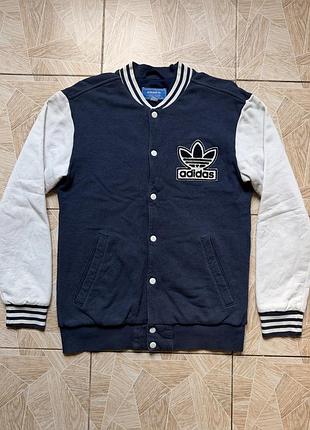Куртка бомбер adidas originals trefoil varsity jacket navy blue white bomber letterman s rare