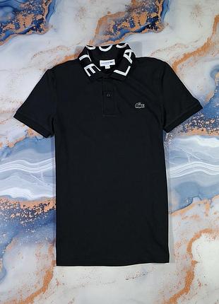 Поло lacoste slim-fit чорне футболка