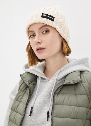 Унисекс бини светло-бежевая вязаная шапка champion beanie cap