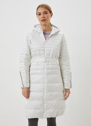 Пальто-пуховик жіноче adidas біле з поясом