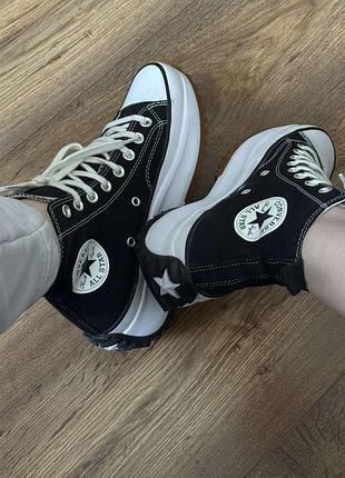 Кеди converse run star hike високі чорно-білі на платформі