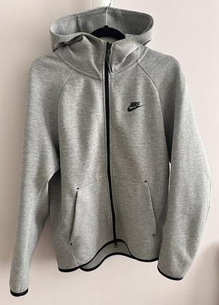 Спортивна кофта nike tech fleece сіра з капюшоном