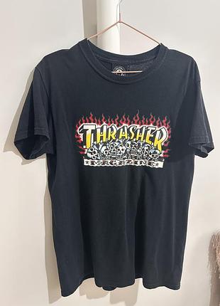 Футболка чоловіча thrasher чорна з принтом черепів