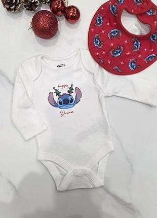 Боді дитяче primark disney новорічне зі стічем та слюнявчиком 0-3 місяці