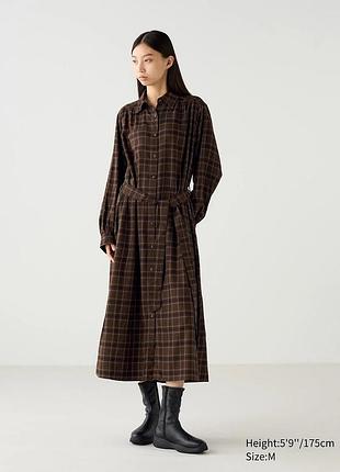 Стильна довга бавовняна сукня-сорочка uniqlo