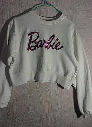 Світшот жіночий barbie білий укорочений з написом