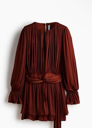 Коротка сукня h&m теракотова драпірована з поясом