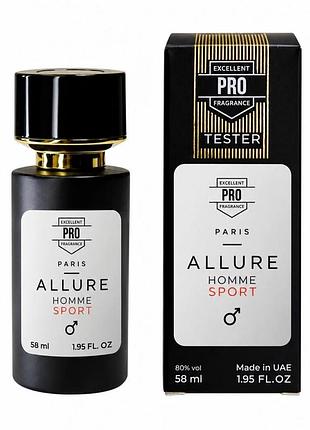 Мужской парфюм allure homme sport тестер pro 58 мл - свежий цитрусово-древесный аромат (22644)