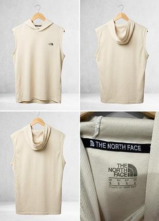Майка the north face світло-бежева з капюшоном
