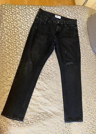 Джинси чоловічі bershka denim чорні з потертостями