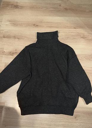Свитер женский h&m оверсайз удлиненный графитовый
