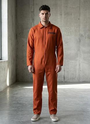 Чоловічий карнавальний костюм в стилі тюремної роби county jail оранжевий