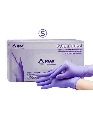Рукавички nitrile нітрил кобальт igar неопудрені 200 шт. розмір s (н4307)