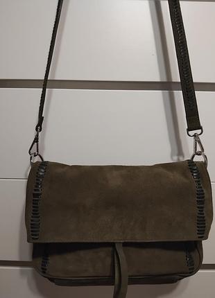 Шкiряна  сумка zara women (натуральная замша)с длинной ручкой